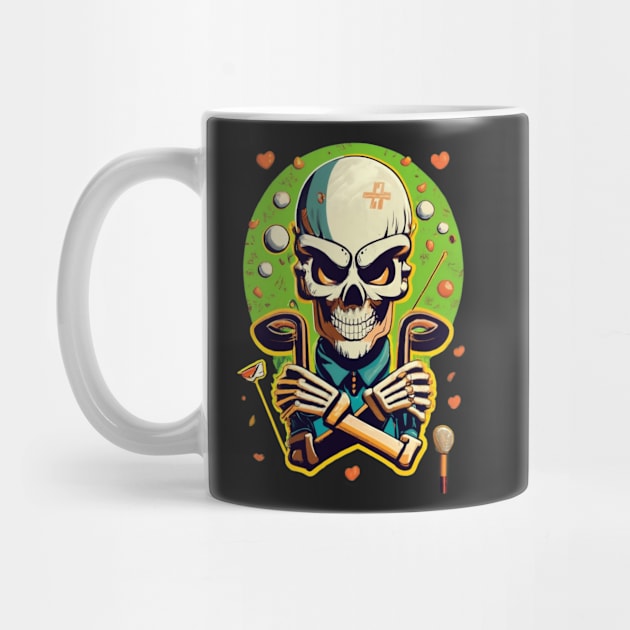 Golf from the Grave Funny Skeleton Golfer Halloween Pattern by pavelrmata